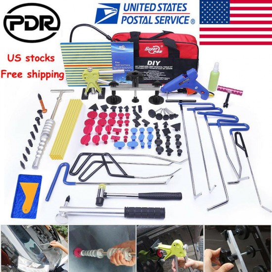 108 US PDR Push Rods Tools Paintless Dent Repair Puller Lifter Tail Hail Hammer